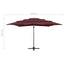 parasol 250x250 cm 4 niveauer aluminiumsstang bordeauxrød