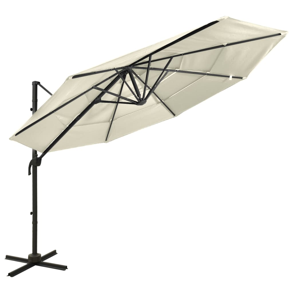 parasol 3x3 m aluminiumsstang 4 niveauer sandfarvet