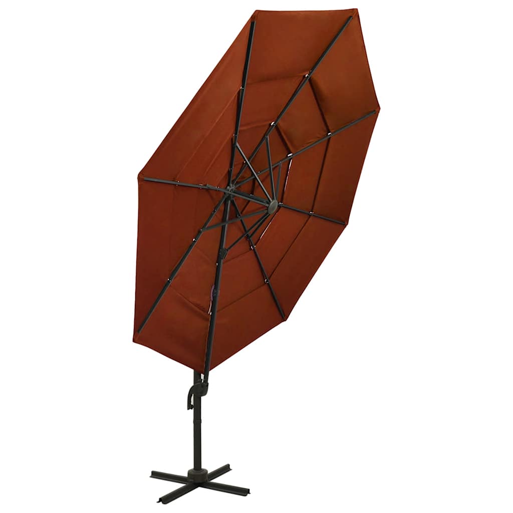 parasol 3x3 m aluminiumsstang 4 niveauer terrakotta
