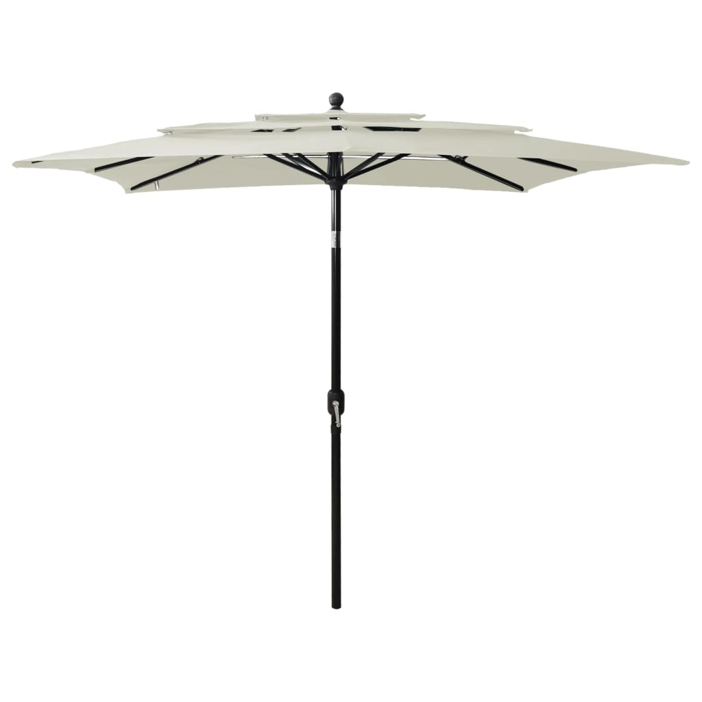 parasol 2,5x2,5 m aluminiumsstang 3 niveauer sandfarvet