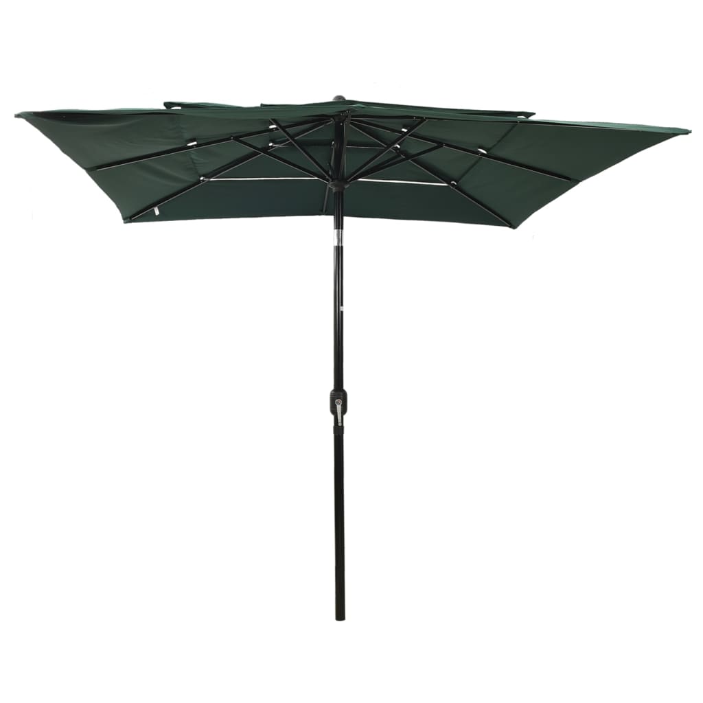 parasol 2,5x2,5 m aluminiumsstang 3 niveauer grøn