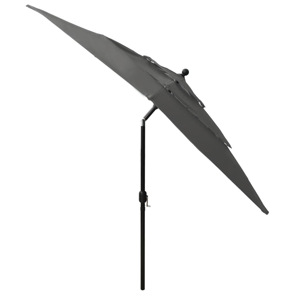 parasol 2,5x2,5 m aluminiumsstang 3 niveauer antracitgrå