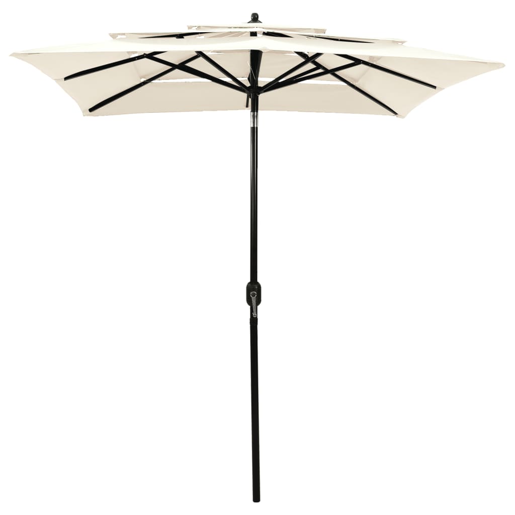 parasol 2x2 m aluminiumsstang 3 niveauer sandfarvet