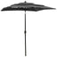 parasol 2x2 m aluminiumsstang 3 niveauer antracitgrå