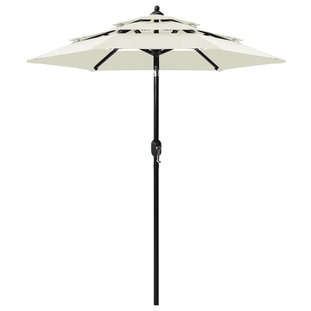 parasol 2 m aluminiumsstang 3 niveauer sandfarvet