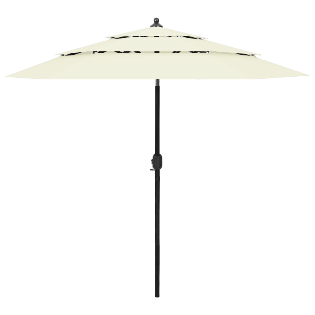 parasol 2,5 m aluminiumsstang 3 niveauer sandfarvet