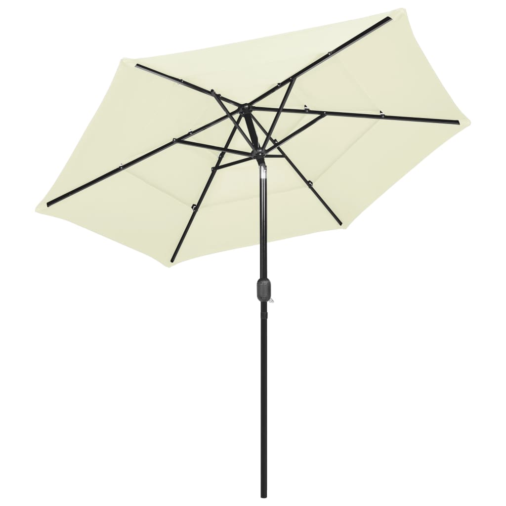 parasol 2,5 m aluminiumsstang 3 niveauer sandfarvet