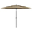 parasol med aluminiumsstang 3 m 3 niveauer gråbrun