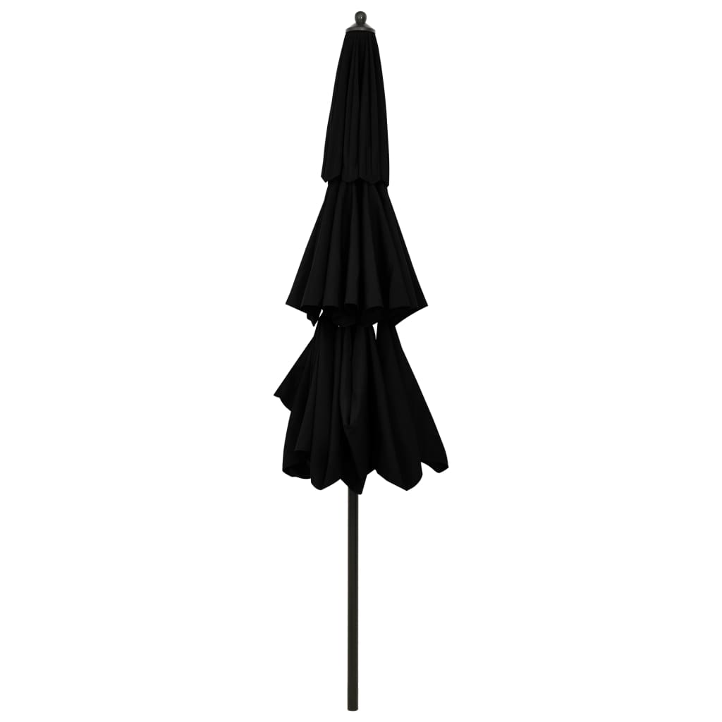 parasol med aluminiumsstang 3 niveauer 3 m sort