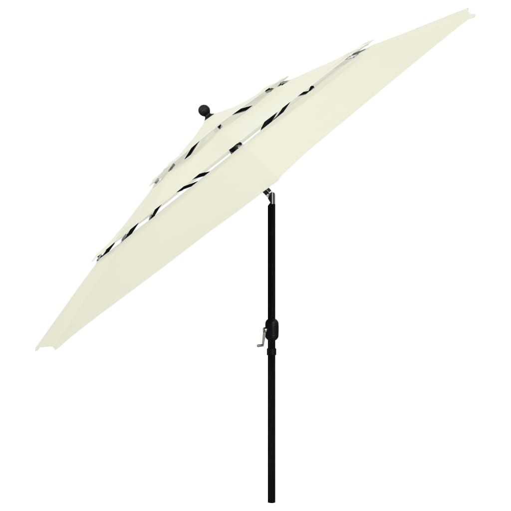 parasol med aluminiumsstang 3,5 m 3 niveauer sandfarvet
