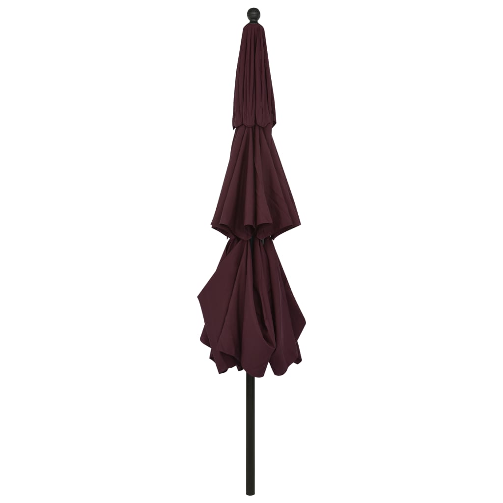 parasol med aluminiumsstang 3 niveauer 3,5 m bordeauxrød