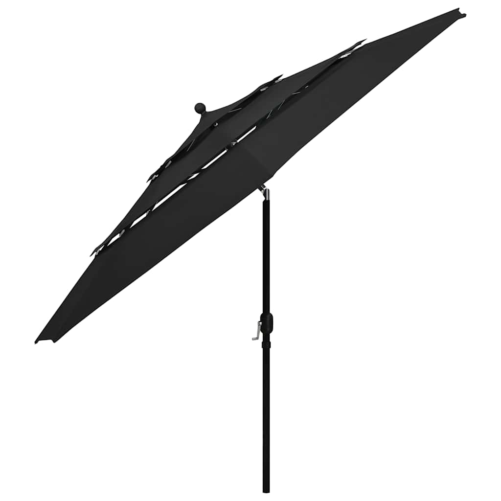parasol med aluminiumsstang 3,5 m 3 niveauer sort