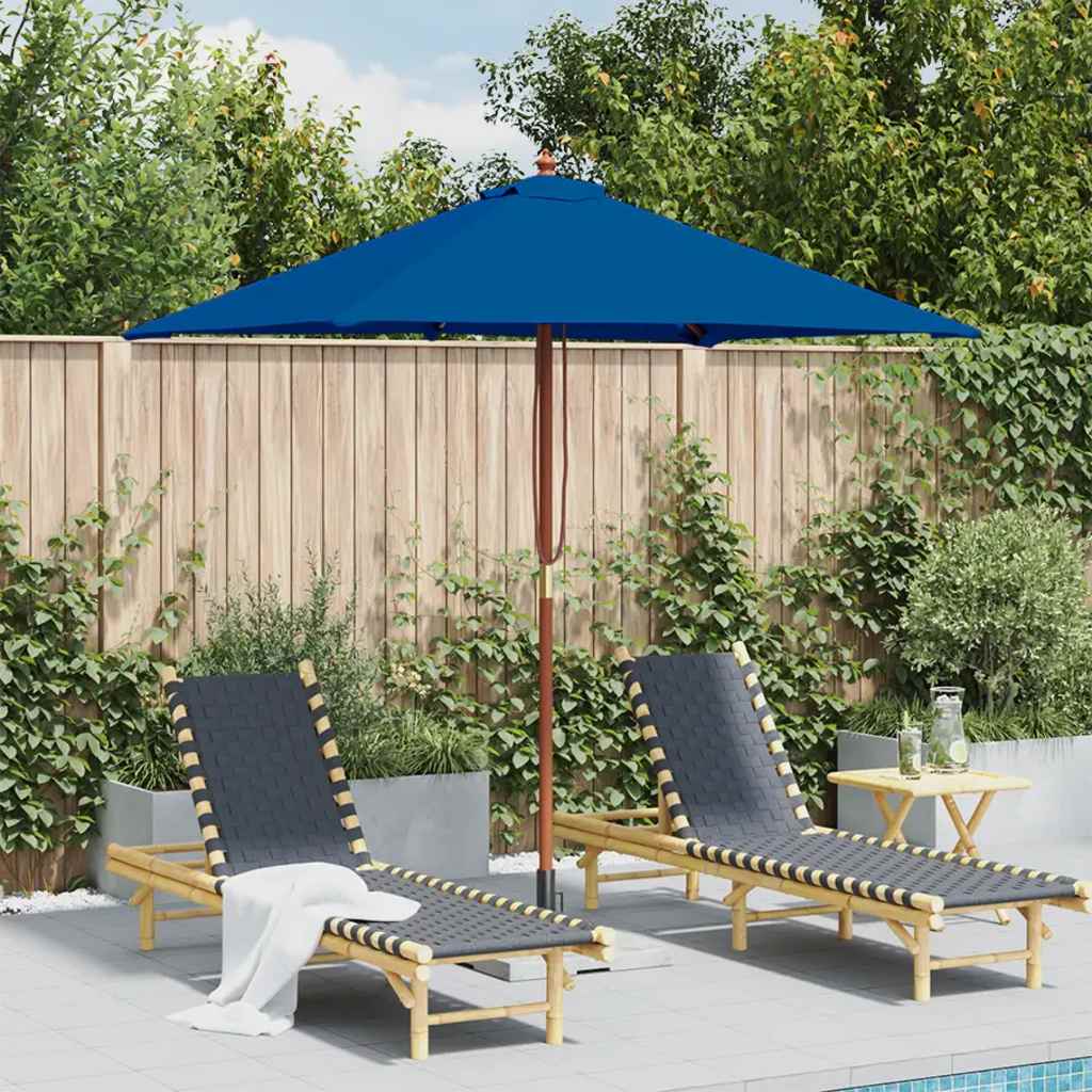 haveparasol 150x200 cm træstang blå