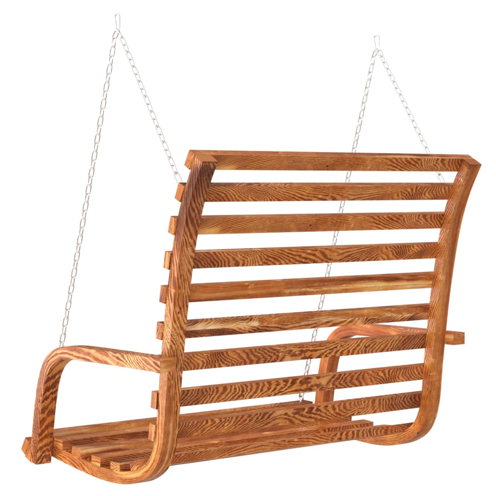gyngebænk 126x63x92 cm massivt bøjet træ med teakfinish