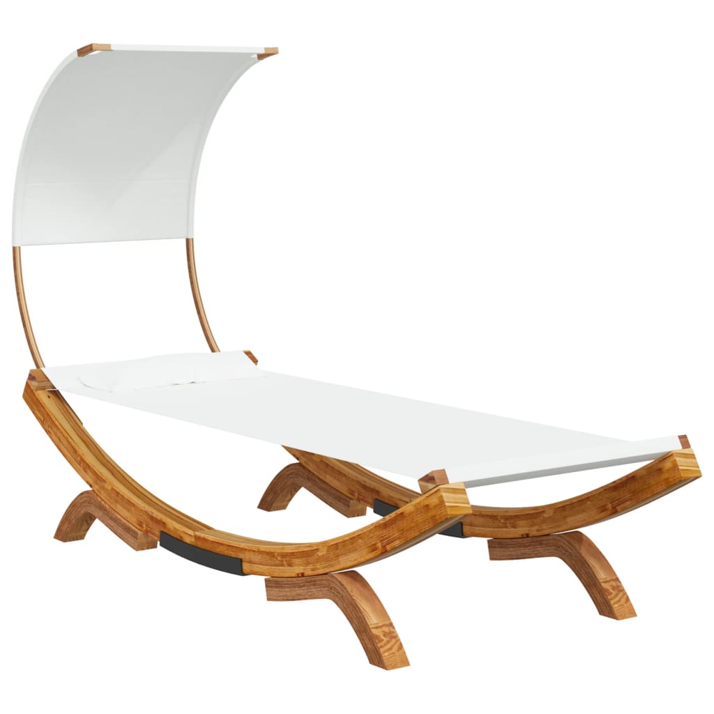 loungeseng med baldakin 100x200x126 cm bøjet træ cremefarvet