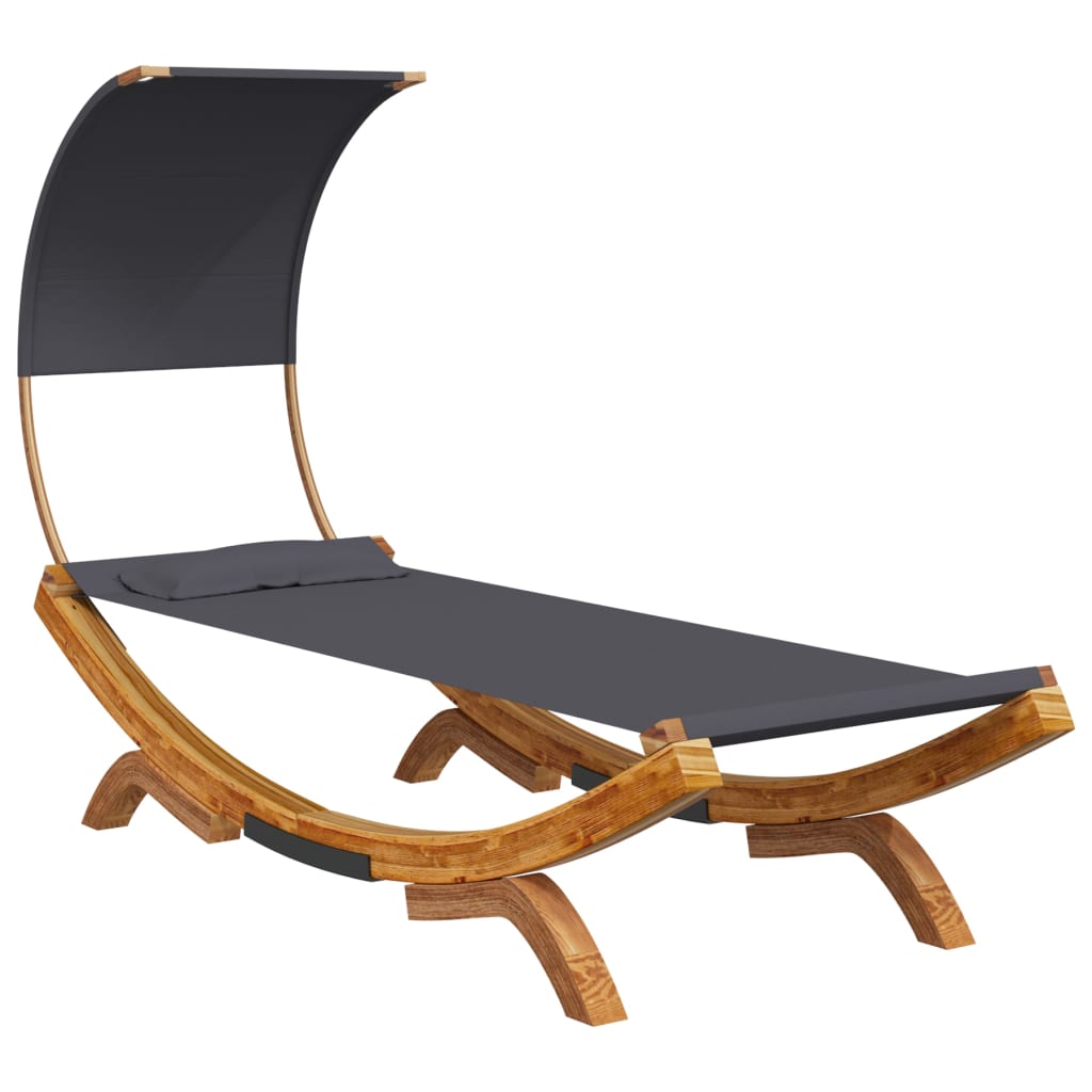 loungeseng med baldakin 100x200x126 cm bøjet træ antracitgrå