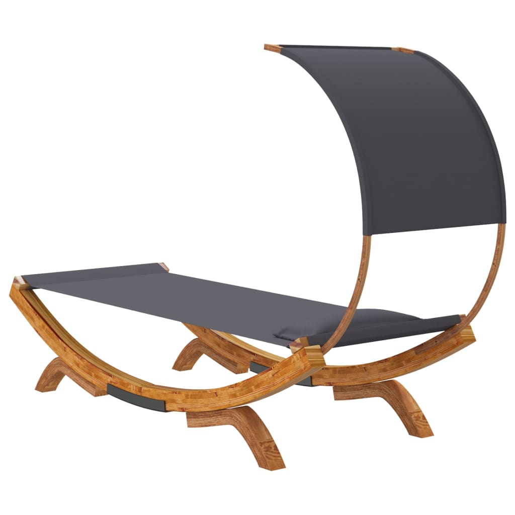 loungeseng med baldakin 100x200x126 cm bøjet træ antracitgrå