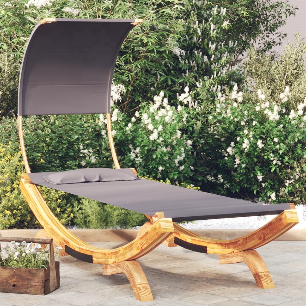 loungeseng med baldakin 100x200x126 cm bøjet træ antracitgrå