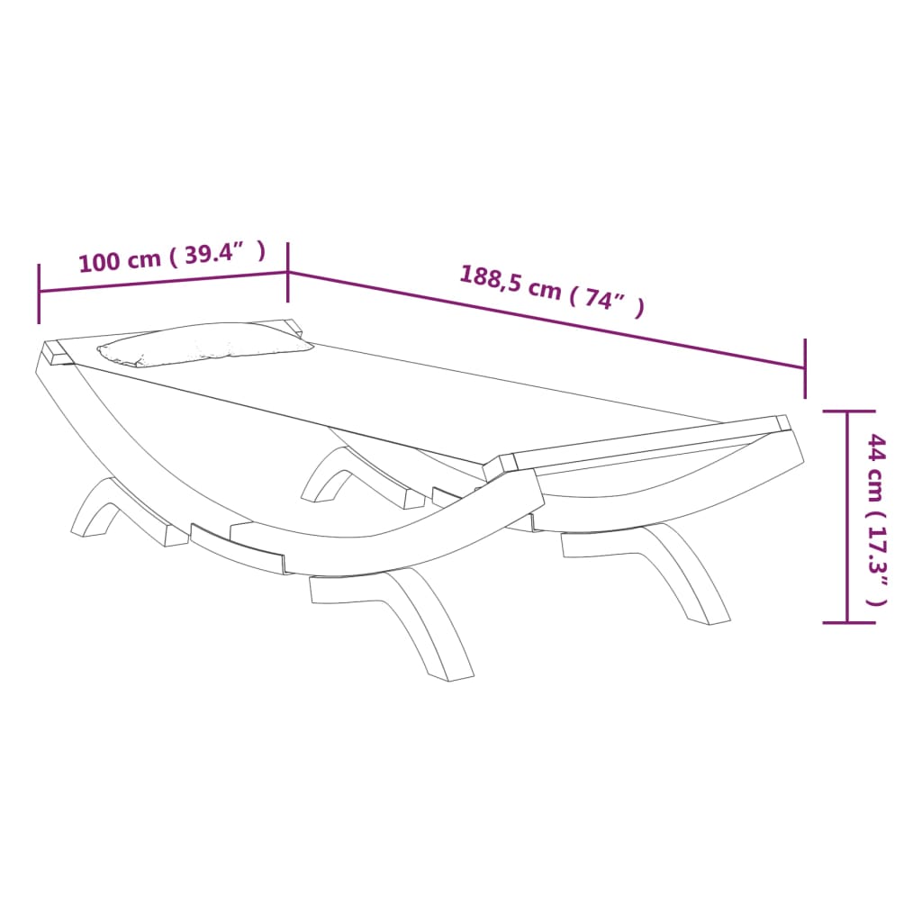 loungeseng 100x188,5x44 cm bøjet træ cremefarvet