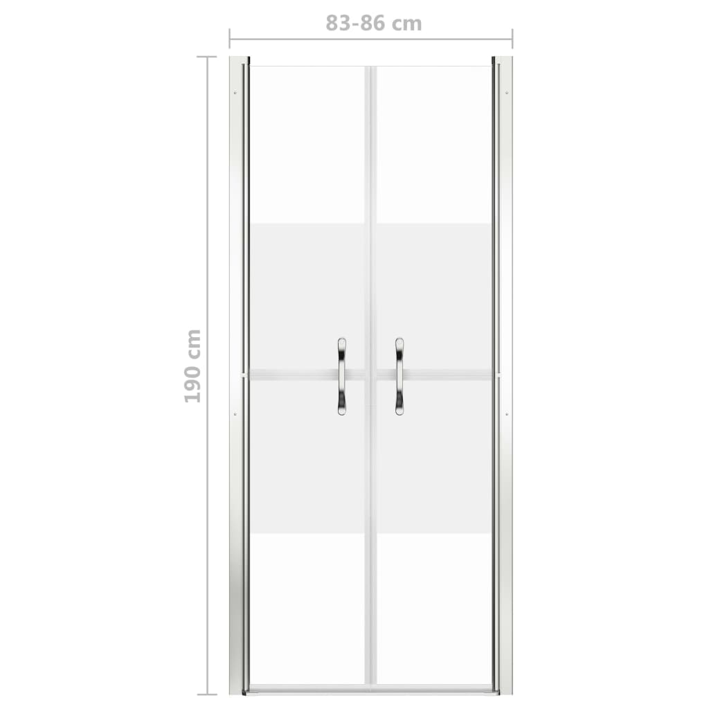 brusedør 86x190 cm delvist matteret sikkerhedsglas