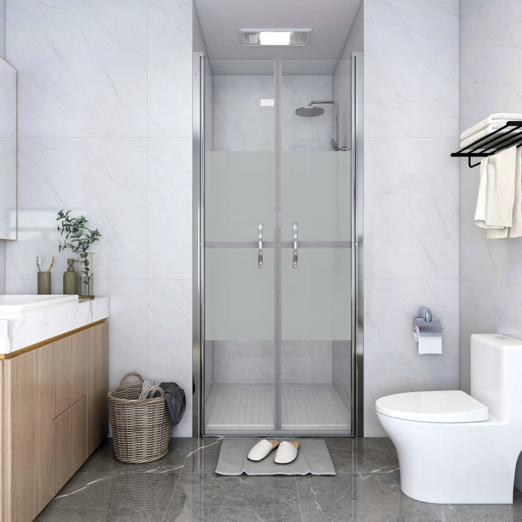 brusedør 86x190 cm delvist matteret sikkerhedsglas