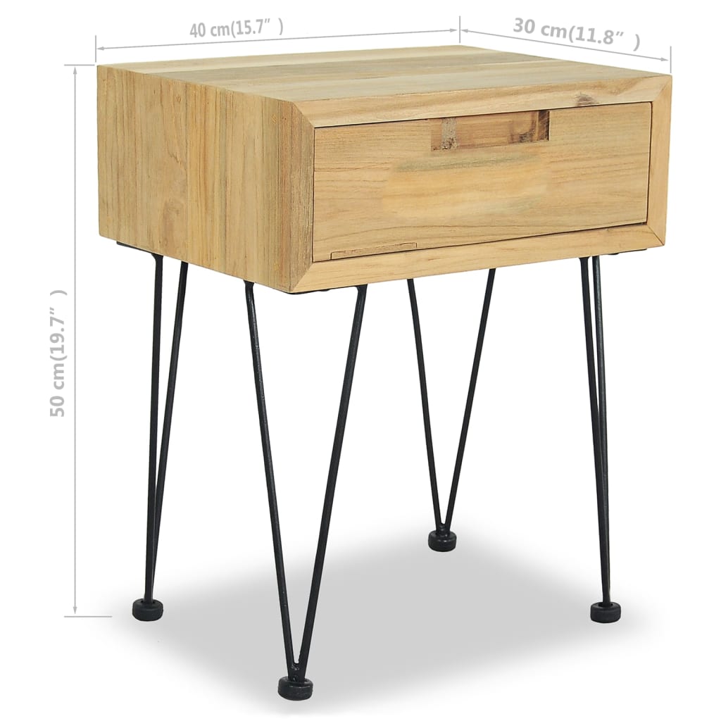 sengeborde 2 stk. 40x30x50 cm massivt teaktræ