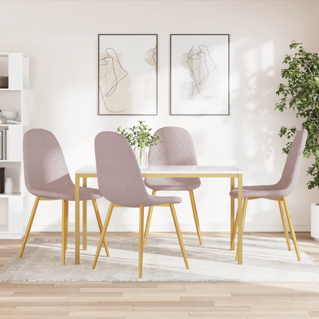 spisebordsstole 4 stk. velour lyserød