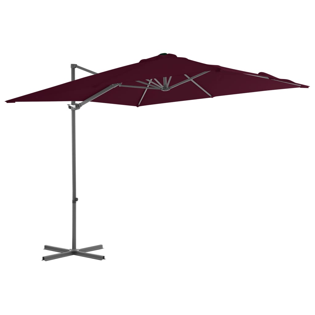 hængeparasol 250x250 cm stålstang bordeauxrød