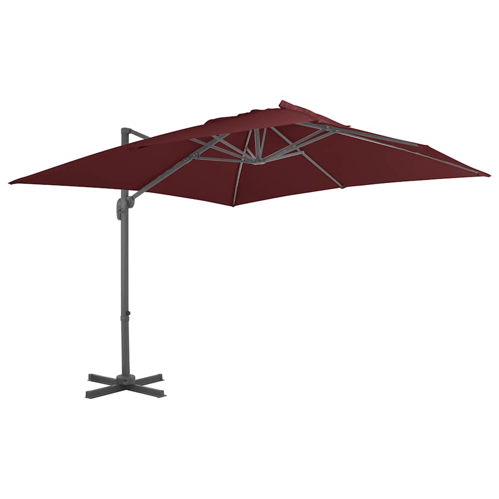 hængeparasol 400x300 cm aluminiumsstang bordeauxrød