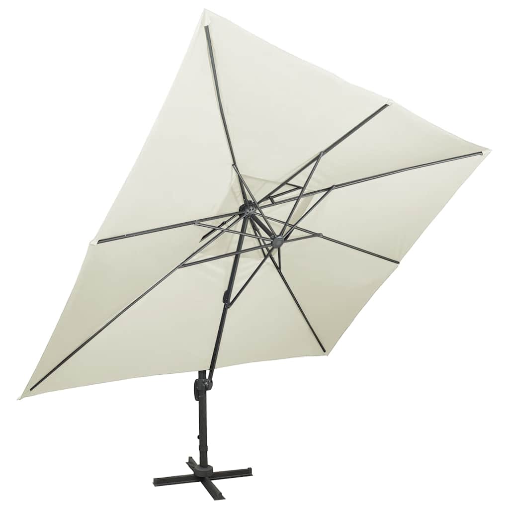fritstående haveparasol med dobbelt top sand 400x300 cm