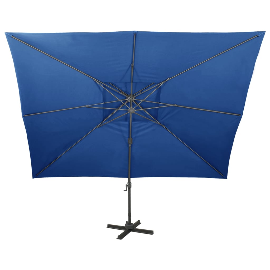 hængeparasol med dobbelt top 400x300 cm azurblå