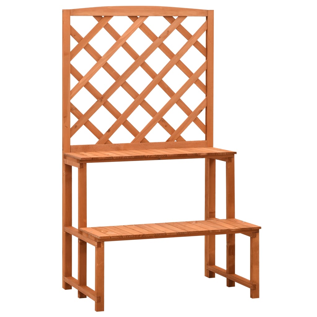 plantestativ med espalier 70x42x120 cm massivt fyrretræ orange billede