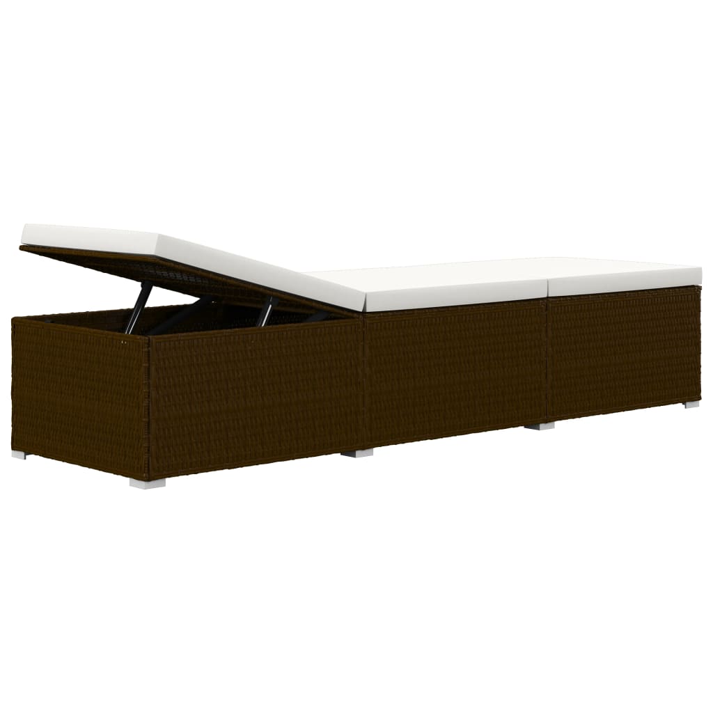liggestole 3 dele med tebord polyrattan brun