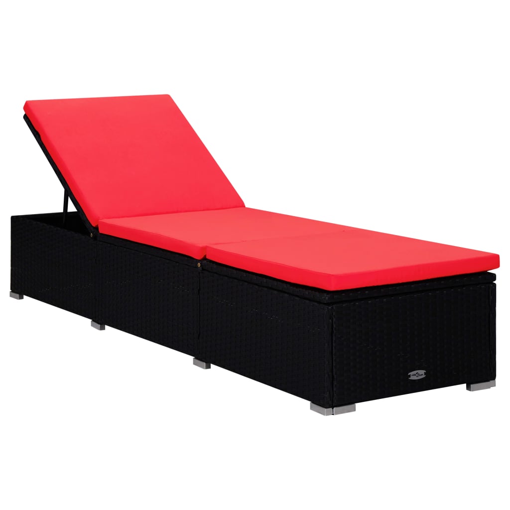 liggestole med tebord 3 dele polyrattan sort