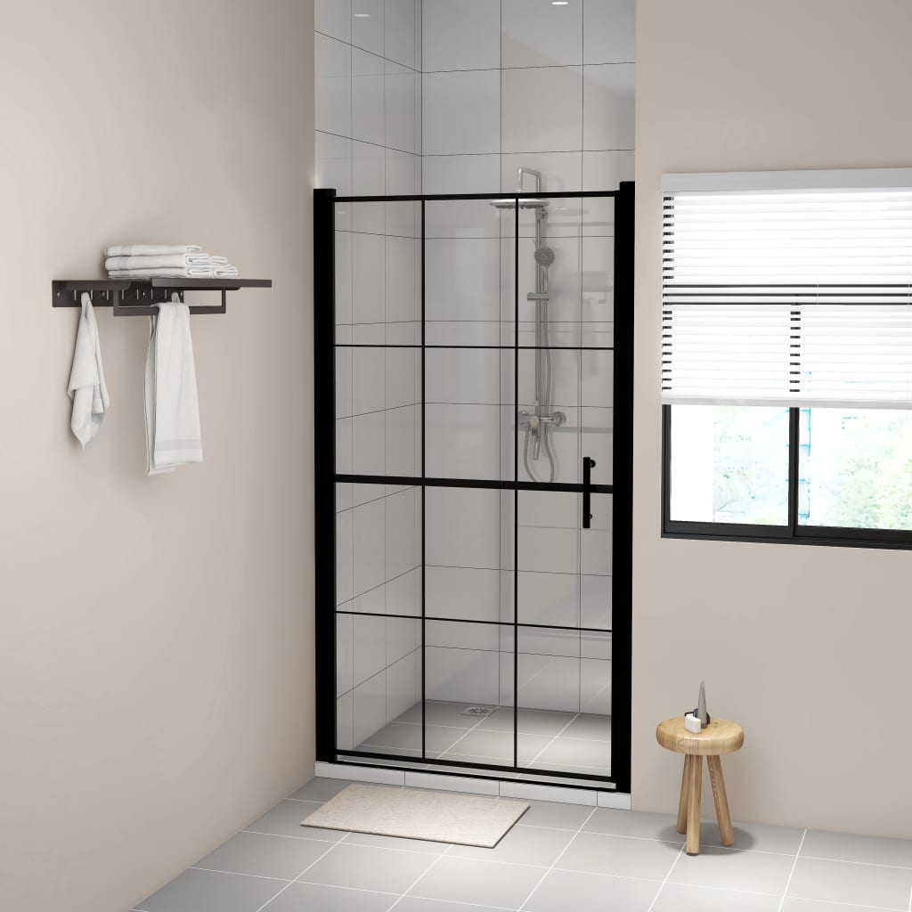 Brusedør 100×178 cm - hærdet glas, sort ramme