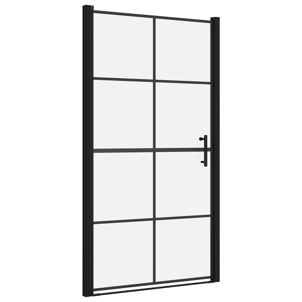 brusedør 100x178 cm hærdet glas sort