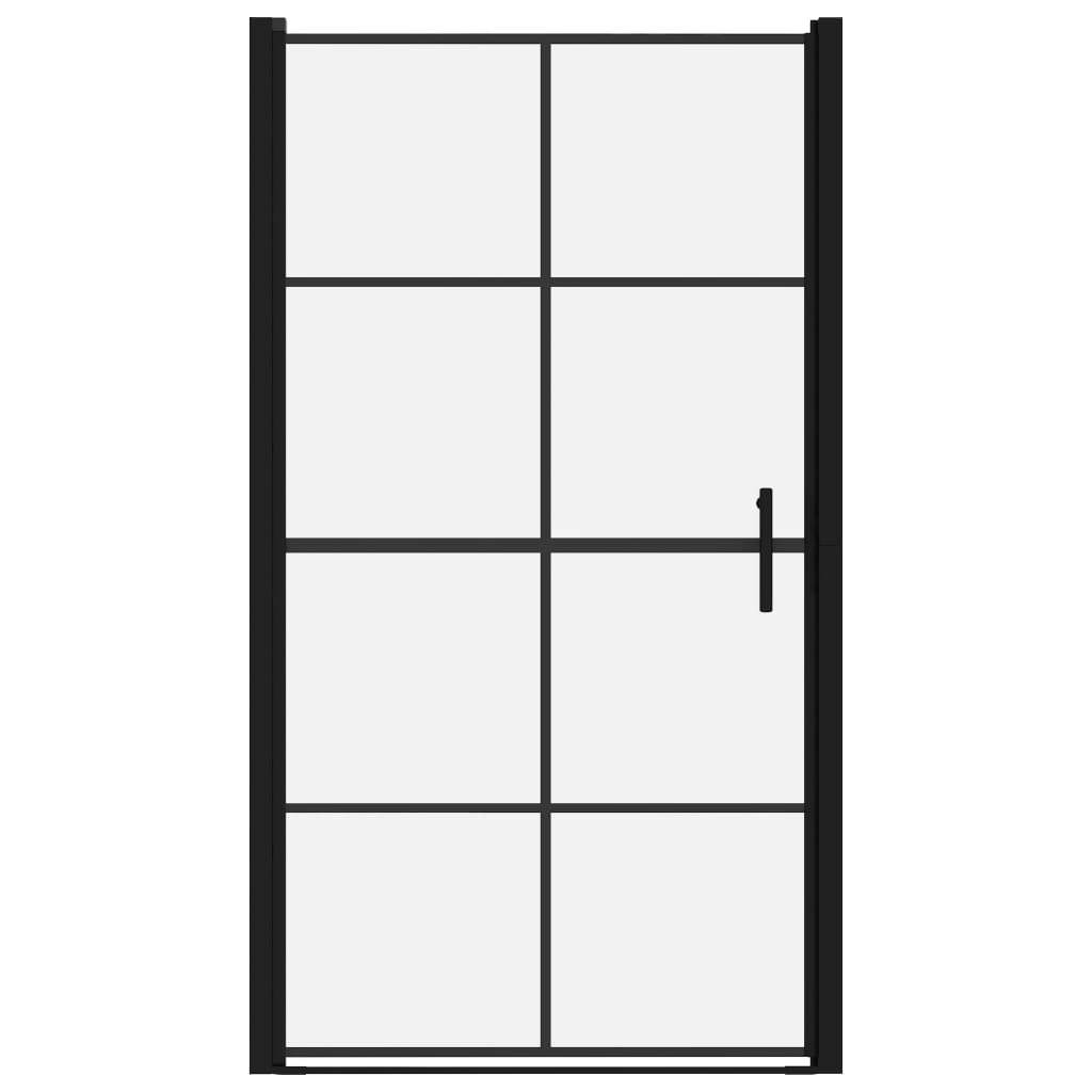 brusedør 100x178 cm hærdet glas sort