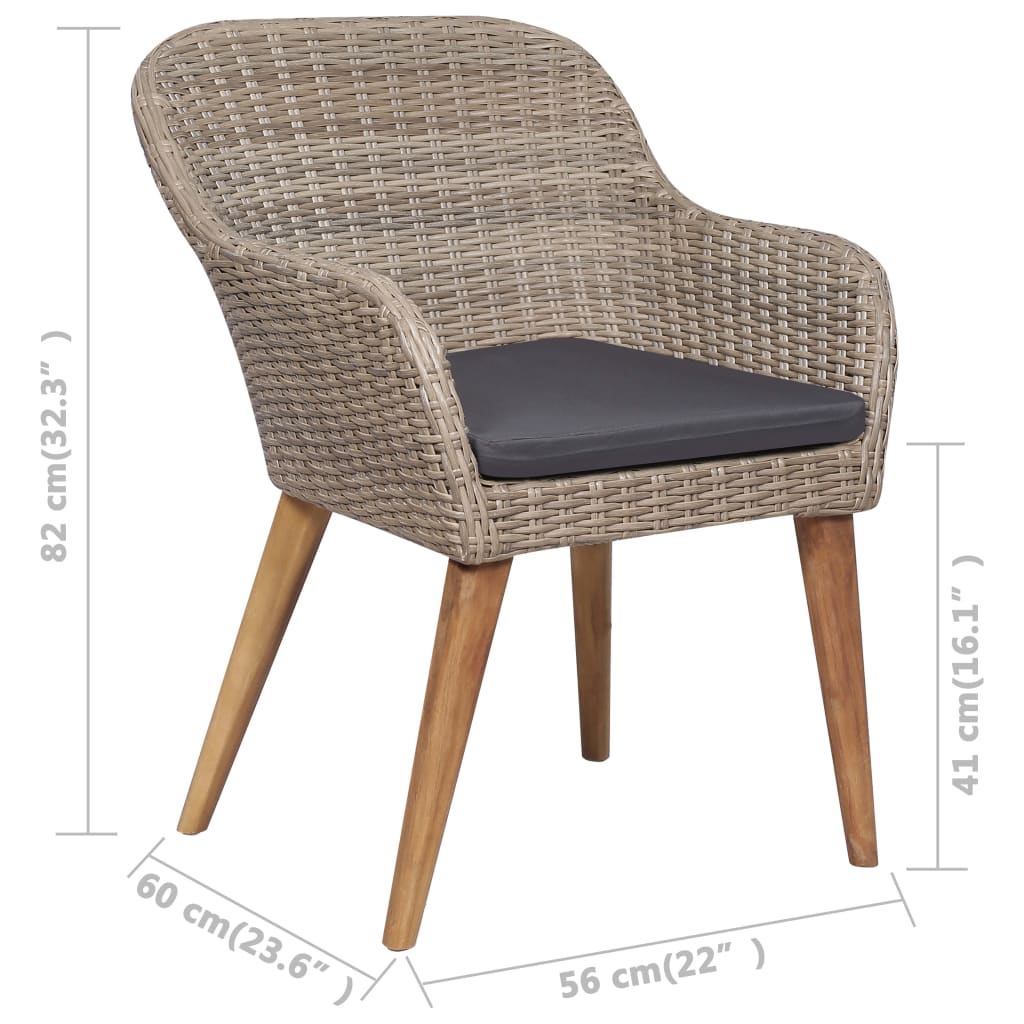 udendørs spisebordssæt 7 dele med hynder polyrattan