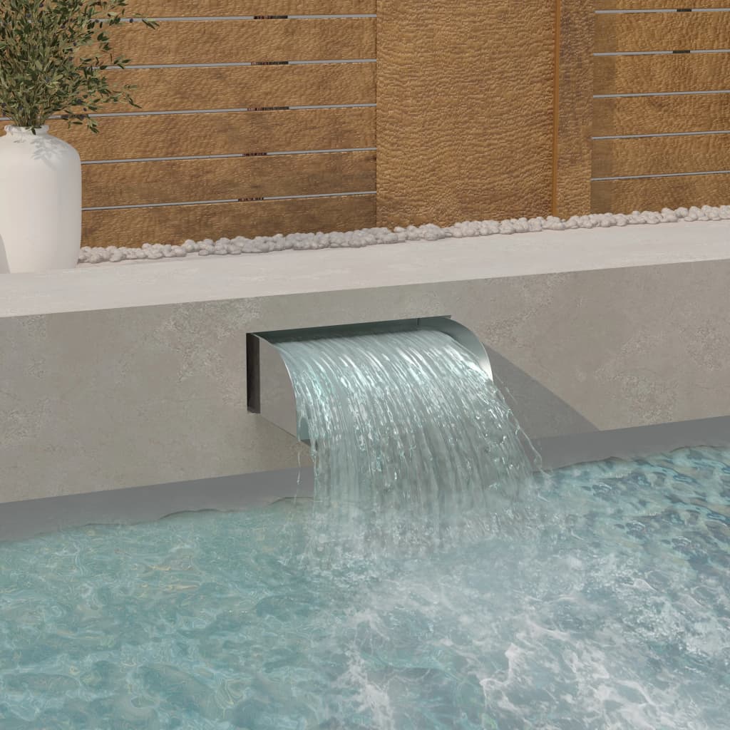havespringvand med LED-lys 45x34x14 cm rustfrit stål 304