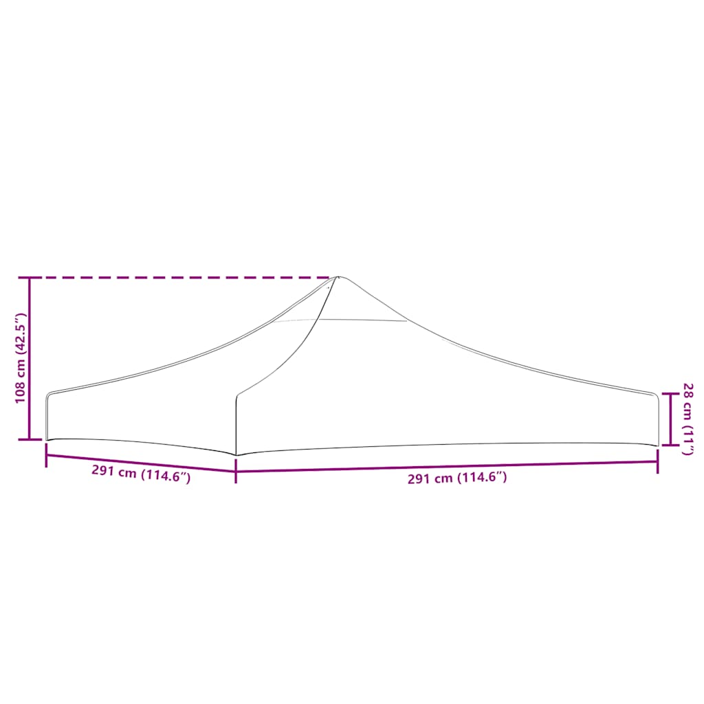 tag til festtelt 3x3 m 270 g/m² gråbrun