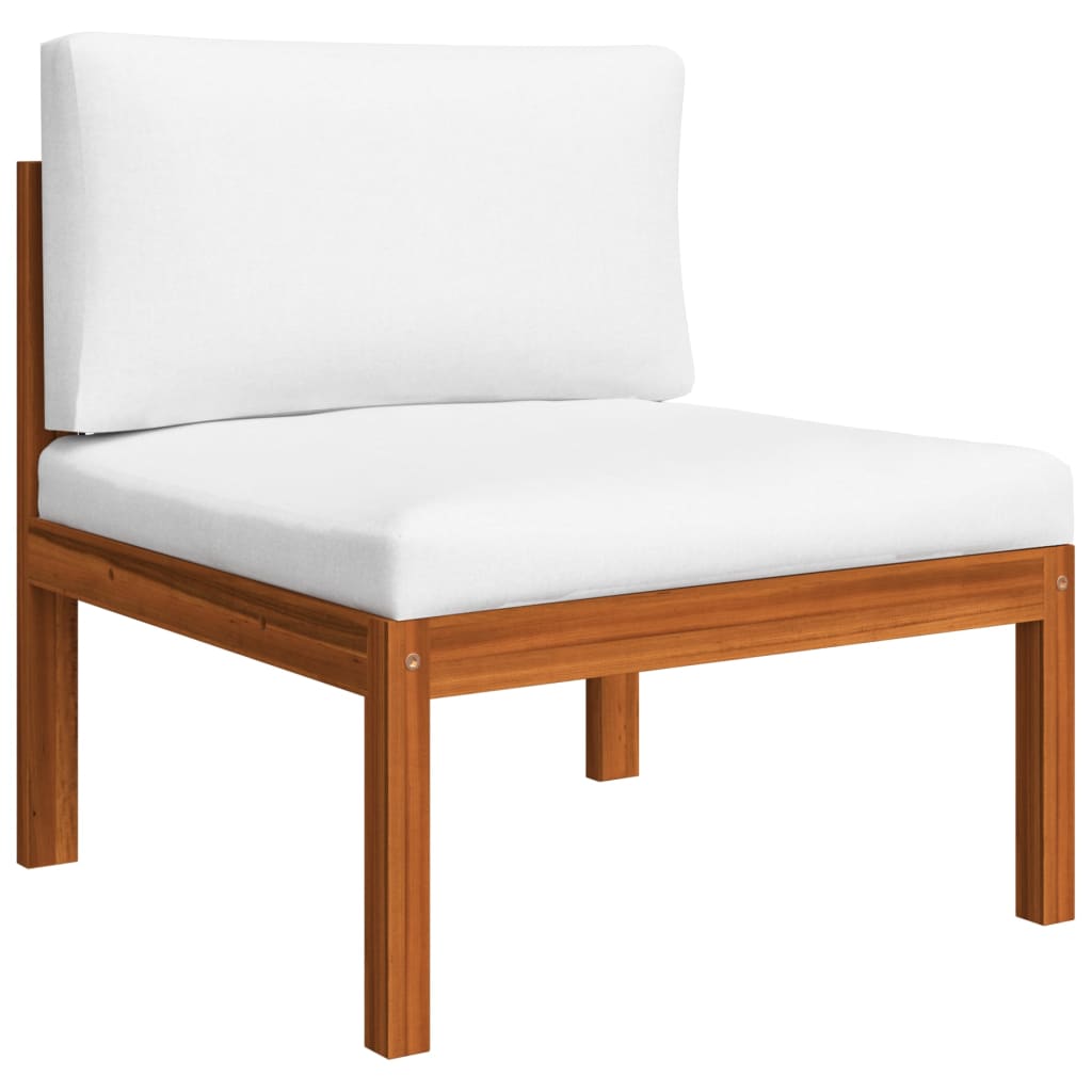 5-delt havemøbelsæt med hynder cremefarvet træ akacie og reb