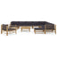 loungesæt til haven 12 dele med mørkegrå hynder bambus