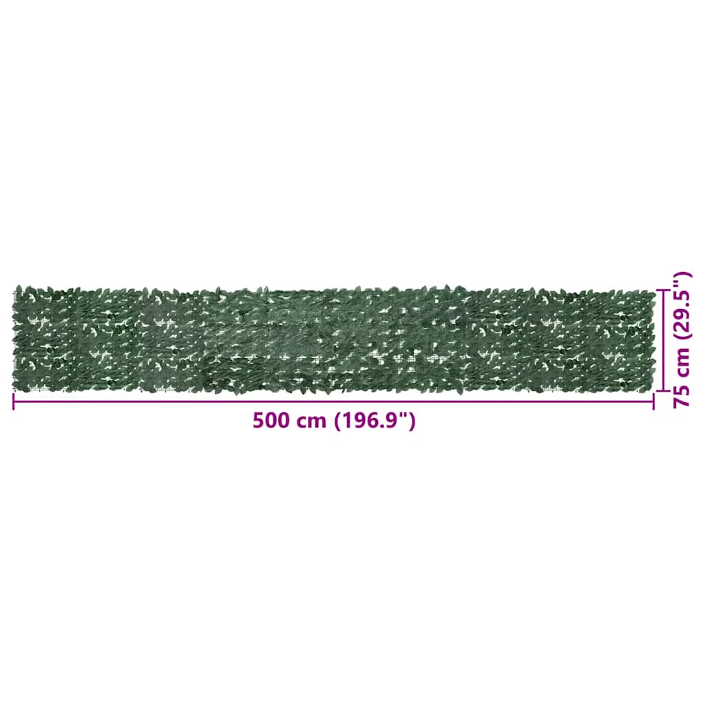 altanafskærmning 500x75 cm mørkegrønne blade