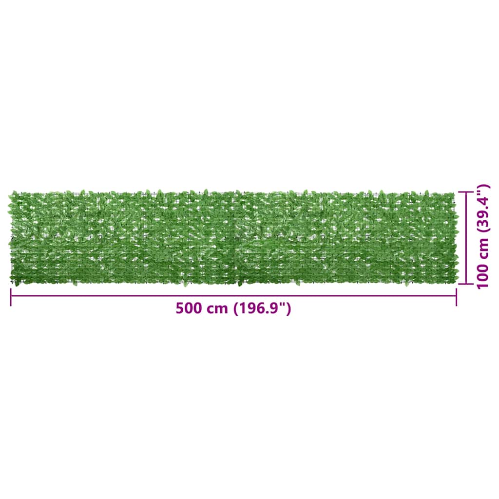 altanafskærmning 500x100 cm grønne blade