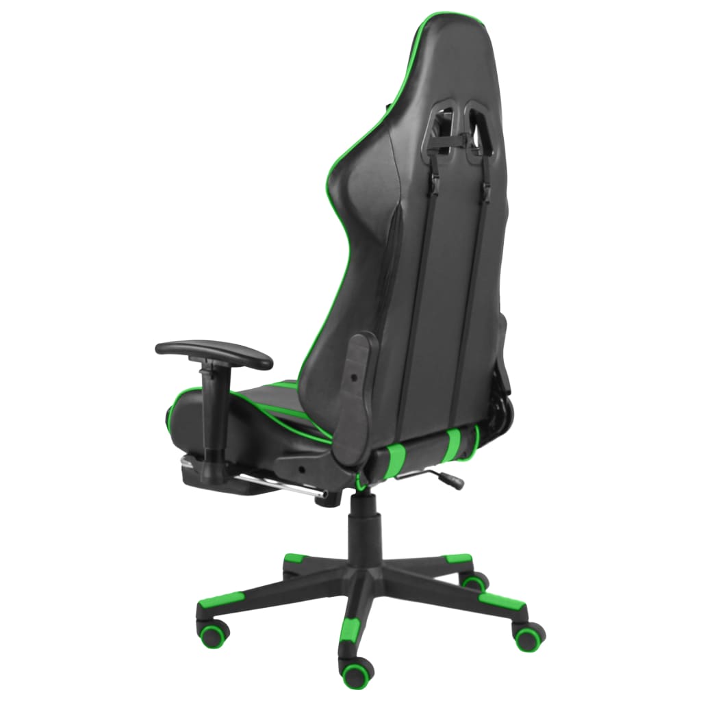 drejelig gamingstol med fodstøtte PVC grøn