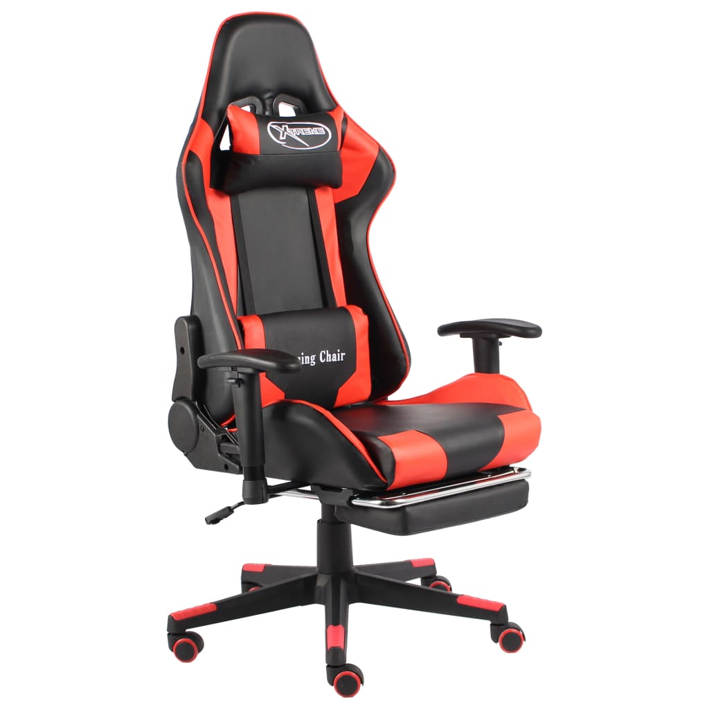 drejelig gamingstol med fodstøtte PVC rød