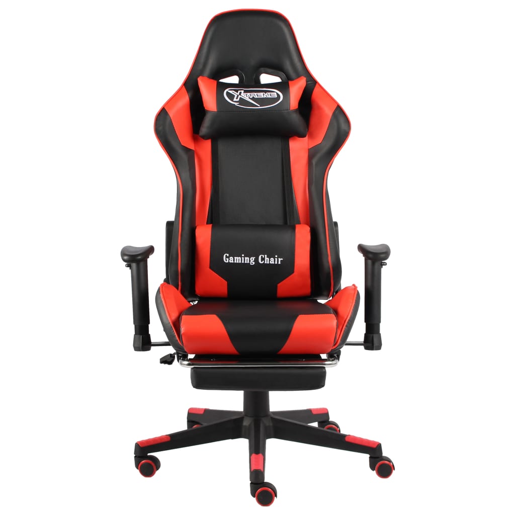 drejelig gamingstol med fodstøtte PVC rød