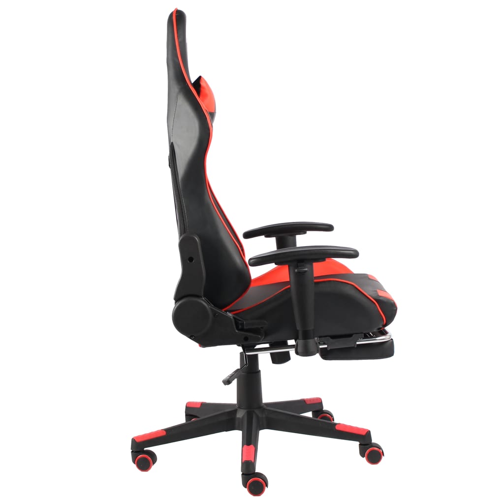 drejelig gamingstol med fodstøtte PVC rød