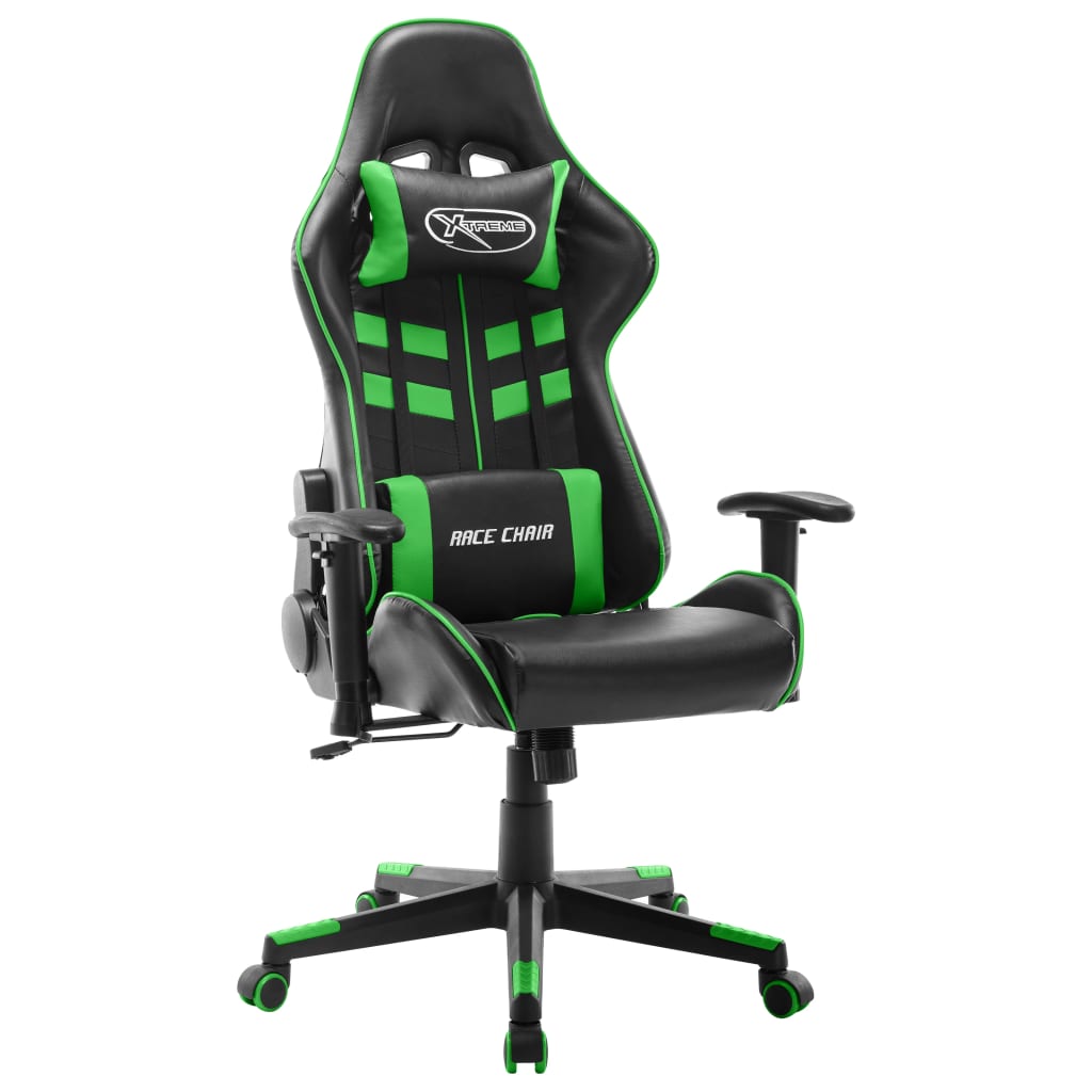 gamingstol kunstlæder sort og grøn