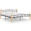 sengeramme 200x200 cm metal og massivt egetræ sort